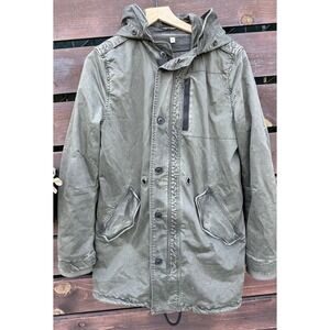 Vtg Men's Rogue State Military Green Long Utility Coat W/lining Size Small